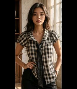 Chic Plaid Short Sleeve Top