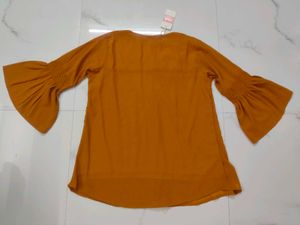 Mustard Yellow Bell Sleeve Top