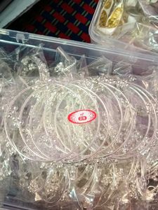 Silver Tone Beaded Bangles Set