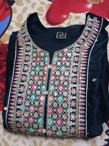 Embroidered Black Kurta Set