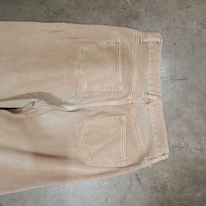 Khaki Wide Leg Jeans with Rips