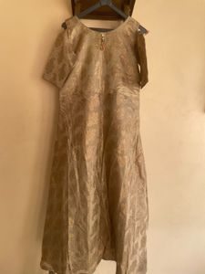 Elegant Gold Patterned Ethnic Gown