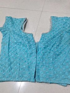 Elegant sky Blue Striped Saree with blouse
