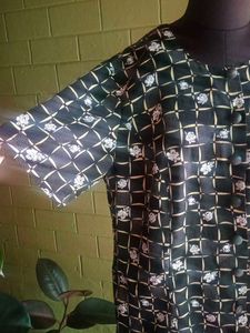 Vintage Floral Grid Blouse