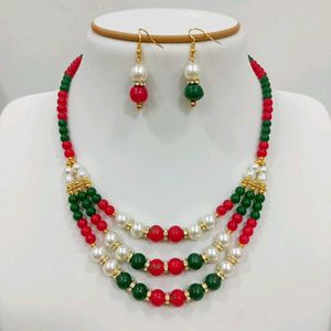 Elegant Multi-Layered Necklace & Earring Set