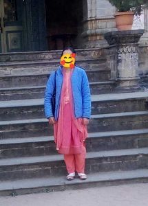 Pink Kurta Set with Blue Jacket