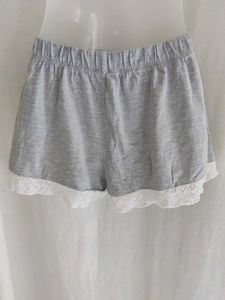 Comfortable Grey Lace Trimmed Shorts