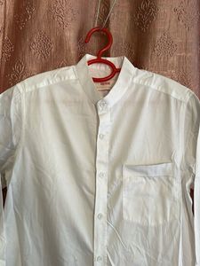 Classic White Band Collar Shirt