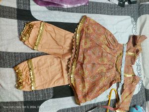 Peach Salwar Pants and frock of Sequins