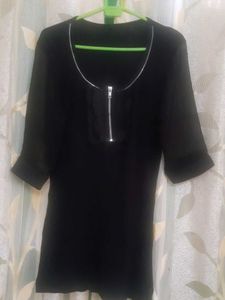 Black Bigger Round Neck Top