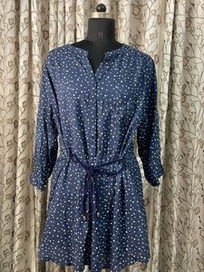 Blue Star Print Tunic Top