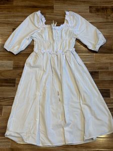 White Cottagecore Midi Dress
