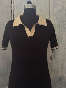 Black Polo Collar Knit Dress