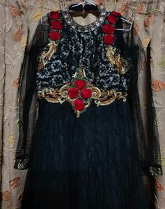 Elegant Black Embroidered Gown