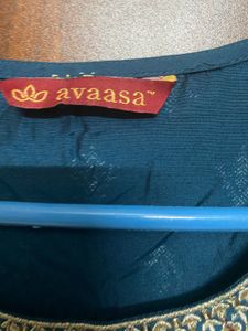 Teal Kurta with Gold Print