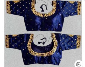 Navy Blue Embroidered Blouse