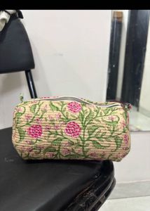 set of 2 Quilted Floral Pouch Bags