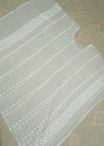 Elegant White Chikankari Kaftan