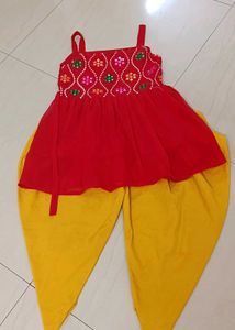 Cute Red & Yellow Dhoti  Patiyala set(size -30)