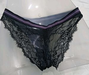 💛 Sheer Black Lace Thong Panty