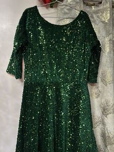 bottle green micro velvet gown