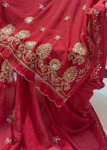 Exquisite Red Embroidered Saree