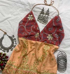 Embroidered Halter Neck top