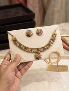 Multi-Color Stone Necklace & Earrings Set