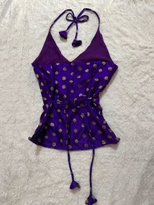 Vintage Halter Neck Banarsi Kurti