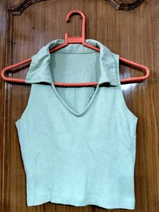 Light green Collared crop top 🥑