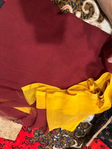 Elegant Maroon &amp; Gold Border Saree