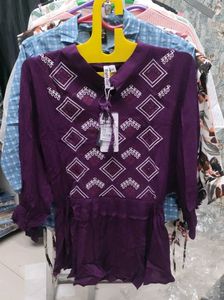 Purple Embroidered Top