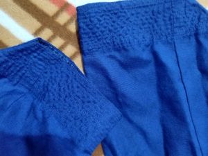Elegant Blue frock Salwar set with Pink Embroidery