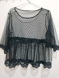 Black mesh top for women
