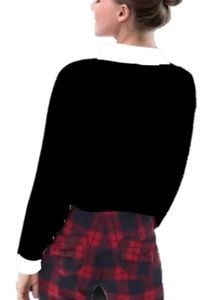 Collared Black Long Sleeve Top
