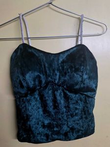 Velvet Sparkle Strap Crop Top