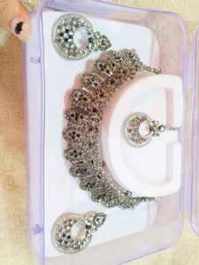 Heavy Choker For Neck With Earrings And Tika