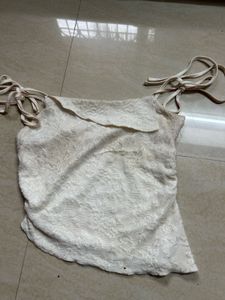 Cream Textured Tie-Strap Top (savana)