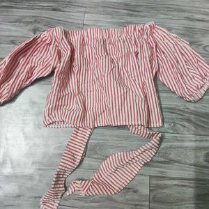 cute cleangirl striped off-shoulder top