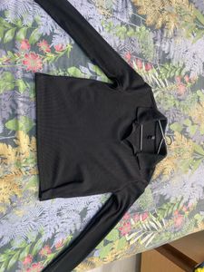 Black Long Sleeve Collared Top