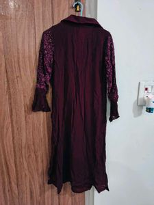 Beautiful Maroon Floral Embroidered Kurta