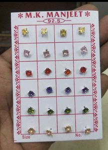 925 Pure Silver Dimond Nose&amp;Ear Earings 1 pair