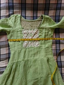 Chic Lime Green Tiered Embroidered Gown