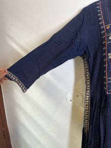 Elegant Embroidered Navy Blue Kurti