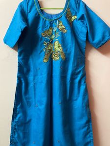 Blue Kurta with Bird Embroidery and duppata