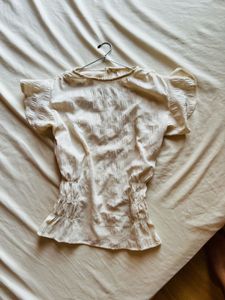 Cream Textured Smocked Top