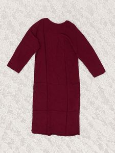 Maroon Embroidered Kurta