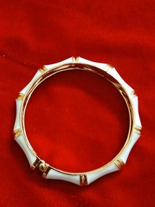 Elegant White & Gold Bamboo Bangle