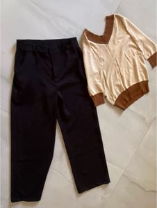 Co.ord Set:Knit Sweater&amp; Black Pants