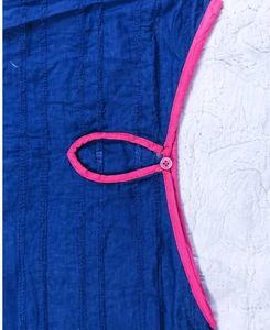 elegant kaftan suit with pink trim